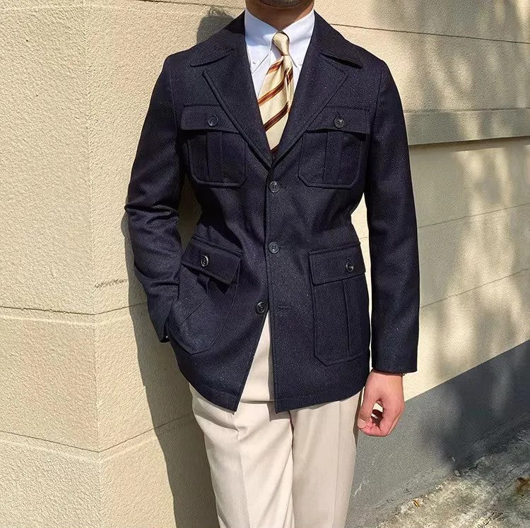 Enzo - Casaco de inverno com gola de sastre, Alta Costura