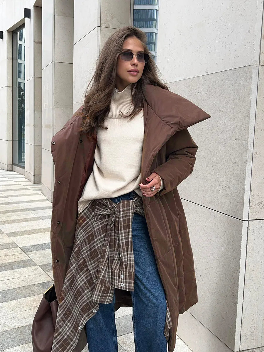 Donia - Abrigo longo de inverno com elegante gola larga