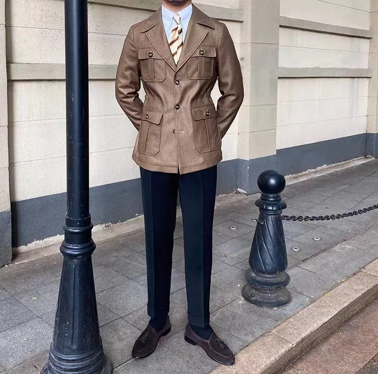 Enzo - Casaco de inverno com gola de sastre, Alta Costura