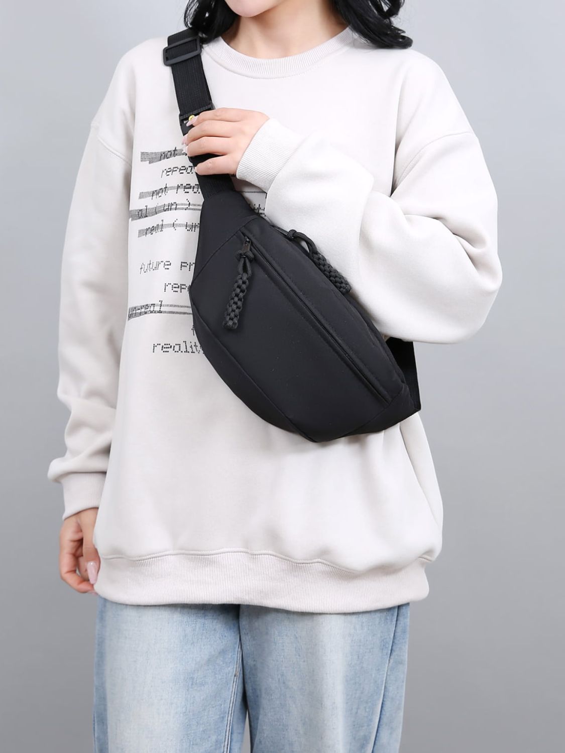 Bolsa transversal de tecido Oxford com alça ajustável