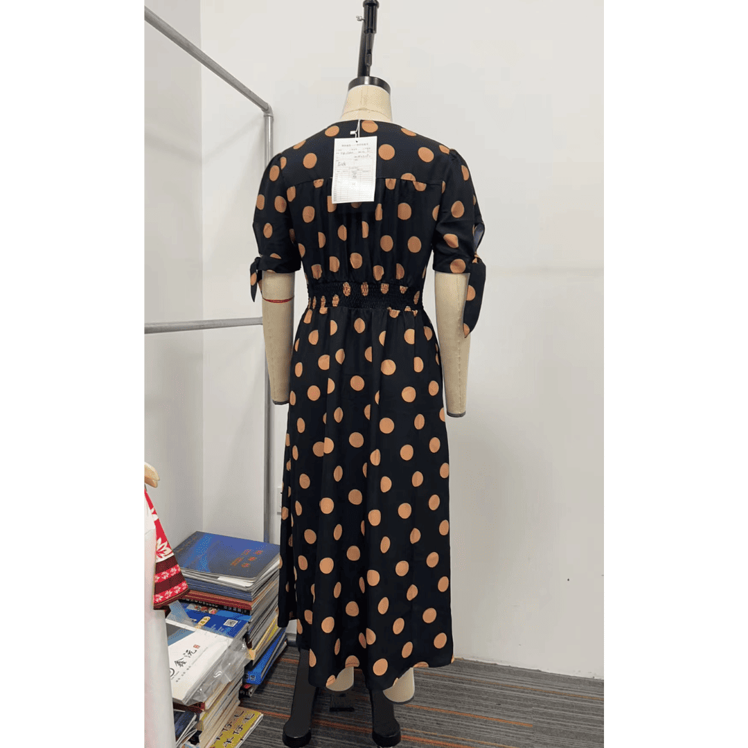 Vestido Midi Elegante com Estampa de Poás - Santorinni