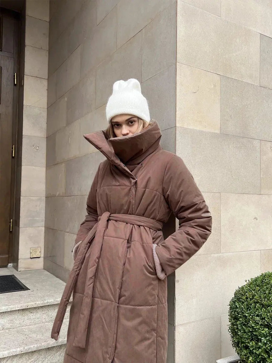 Donia - Abrigo longo de inverno com elegante gola larga