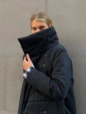 Donia - Abrigo longo de inverno com elegante gola larga