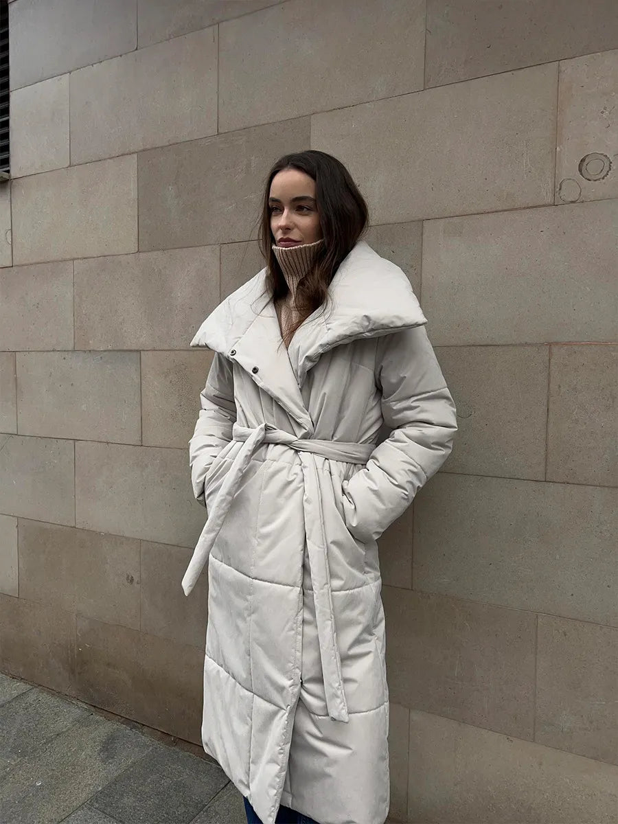 Donia - Abrigo longo de inverno com elegante gola larga