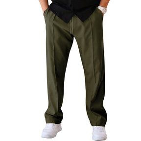 Cómodo pantalón de corte ancho para homem, confeccionado em um material leve e arejado