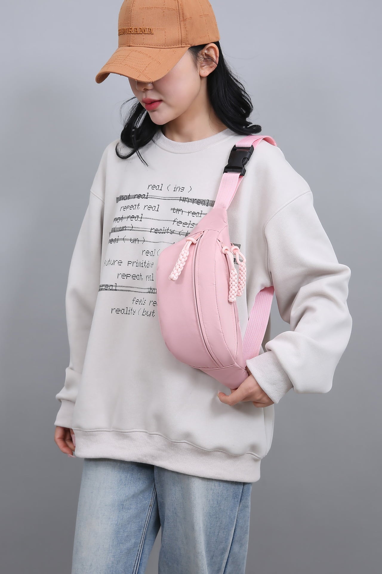 Bolsa transversal de tecido Oxford com alça ajustável
