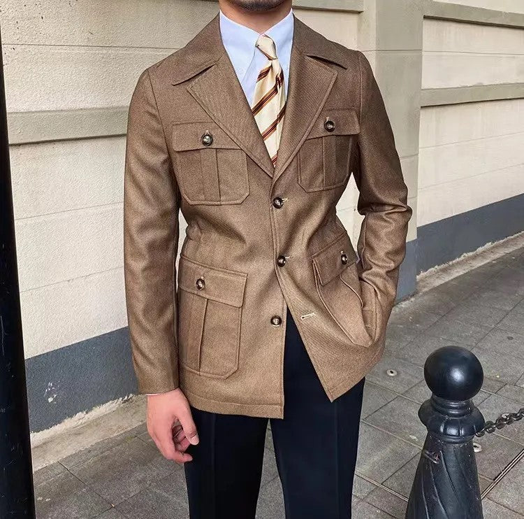 Enzo - Casaco de inverno com gola de sastre, Alta Costura
