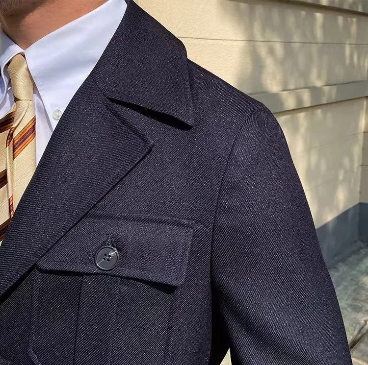 Enzo - Casaco de inverno com gola de sastre, Alta Costura