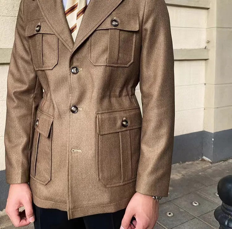 Enzo - Casaco de inverno com gola de sastre, Alta Costura