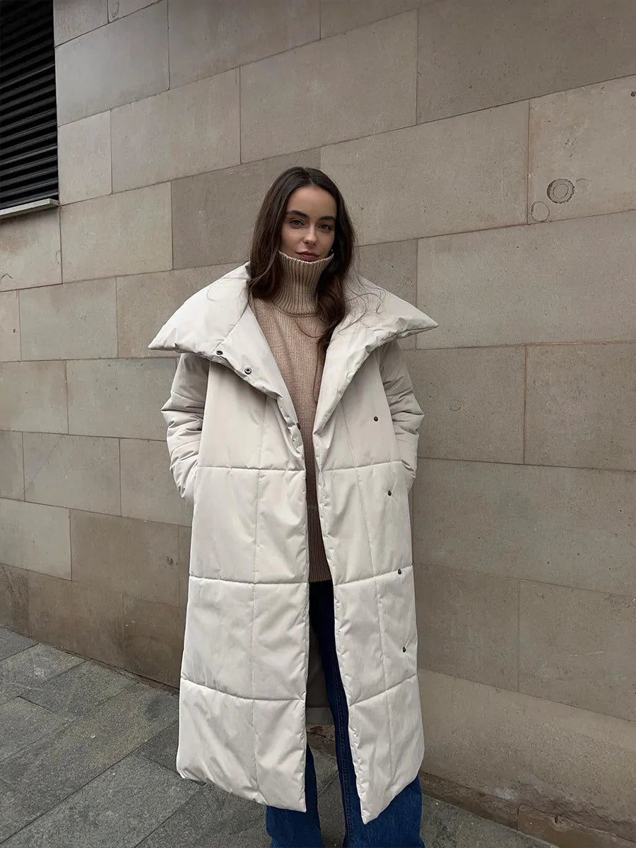 Donia - Abrigo longo de inverno com elegante gola larga