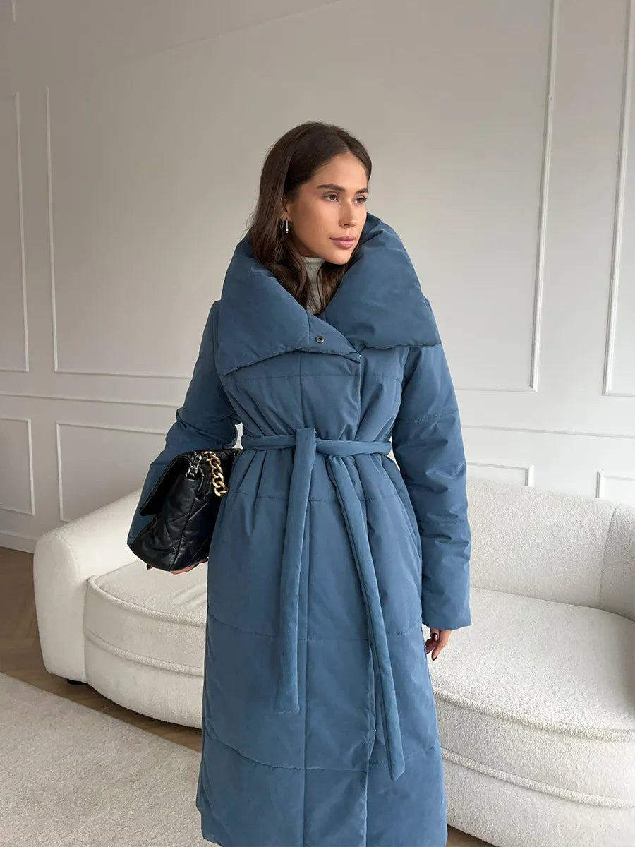 Donia - Abrigo longo de inverno com elegante gola larga