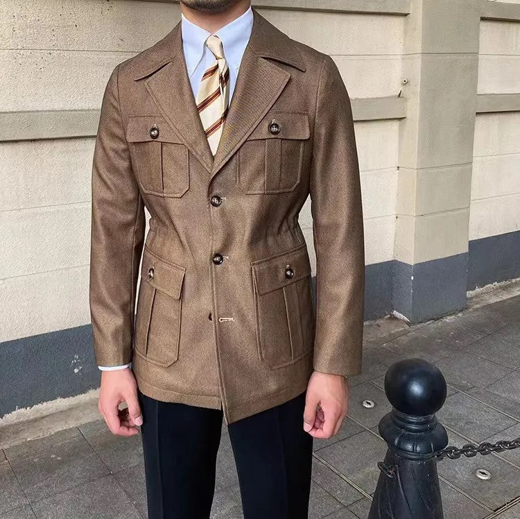 Enzo - Casaco de inverno com gola de sastre, Alta Costura