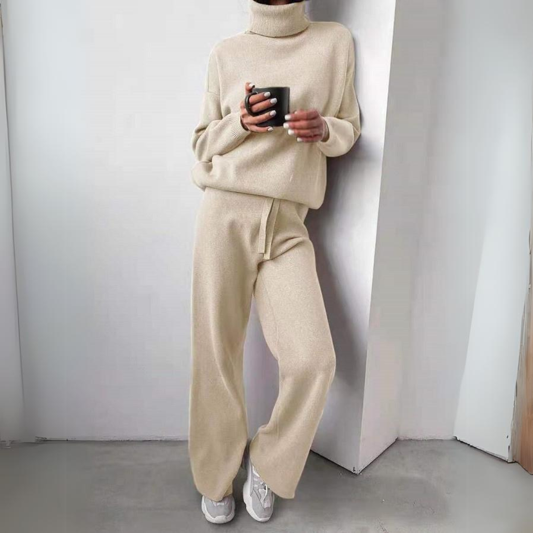 Carmel - Conjunto de 2 peças, suéter de gola alta e calça longa