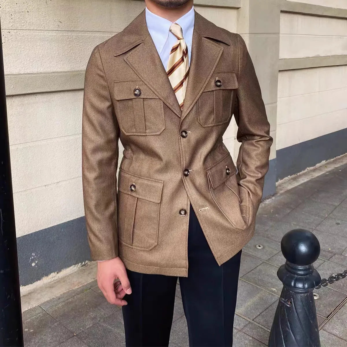 Enzo - Casaco de inverno com gola de sastre, Alta Costura