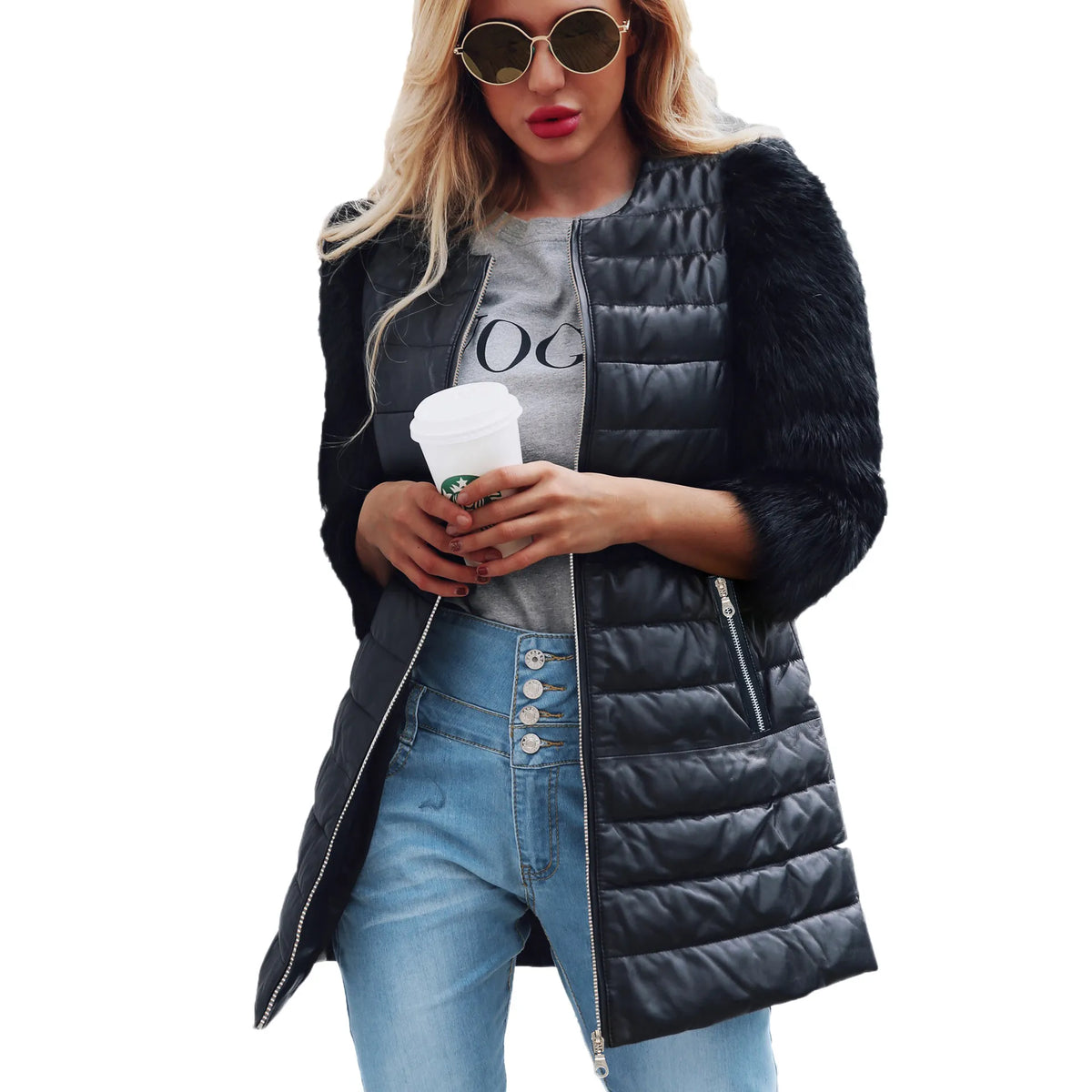 Nora - Jaqueta de inverno de PU sintético para mulher
