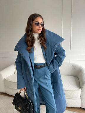 Donia - Abrigo longo de inverno com elegante gola larga