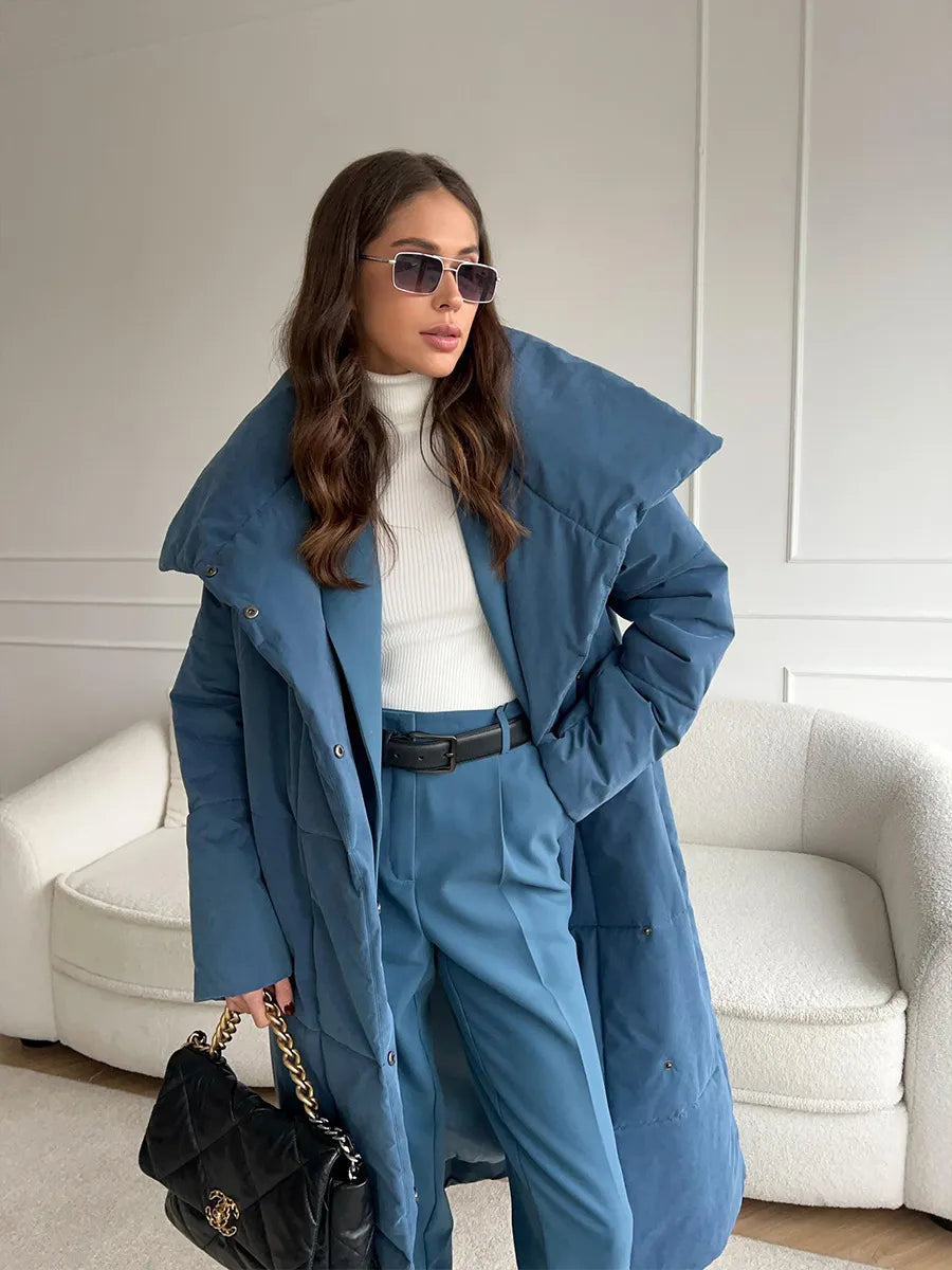 Donia - Abrigo longo de inverno com elegante gola larga