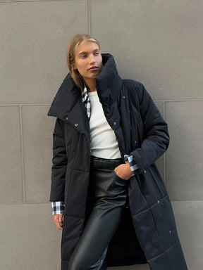 Donia - Abrigo longo de inverno com elegante gola larga