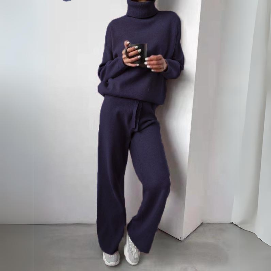 Carmel - Conjunto de 2 peças, suéter de gola alta e calça longa