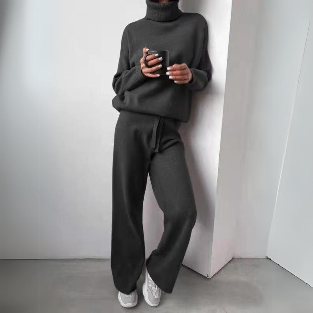 Carmel - Conjunto de 2 peças, suéter de gola alta e calça longa