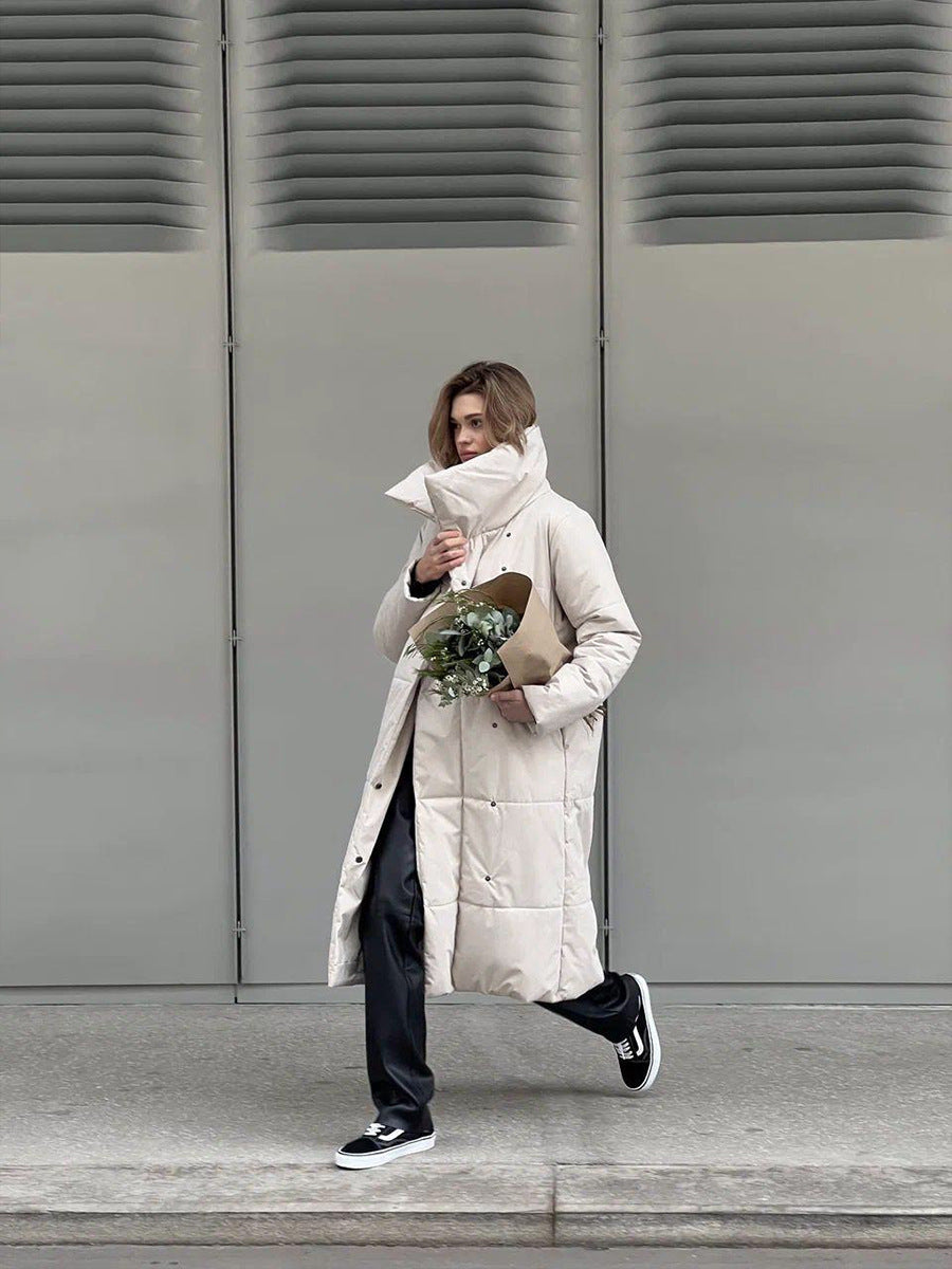 Donia - Abrigo longo de inverno com elegante gola larga