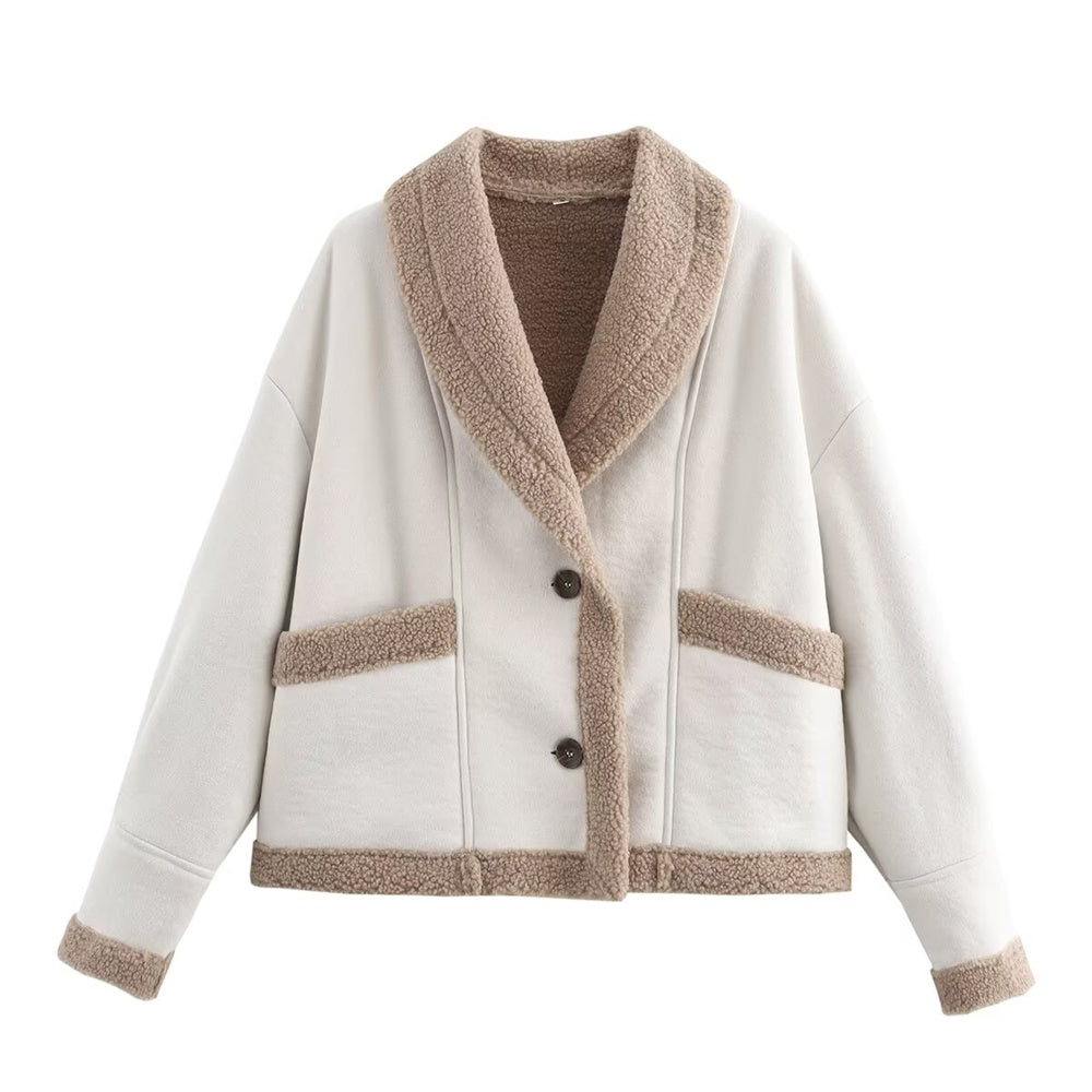Bianca - Jaqueta de camurça com bolsos, inverno chique, mulher