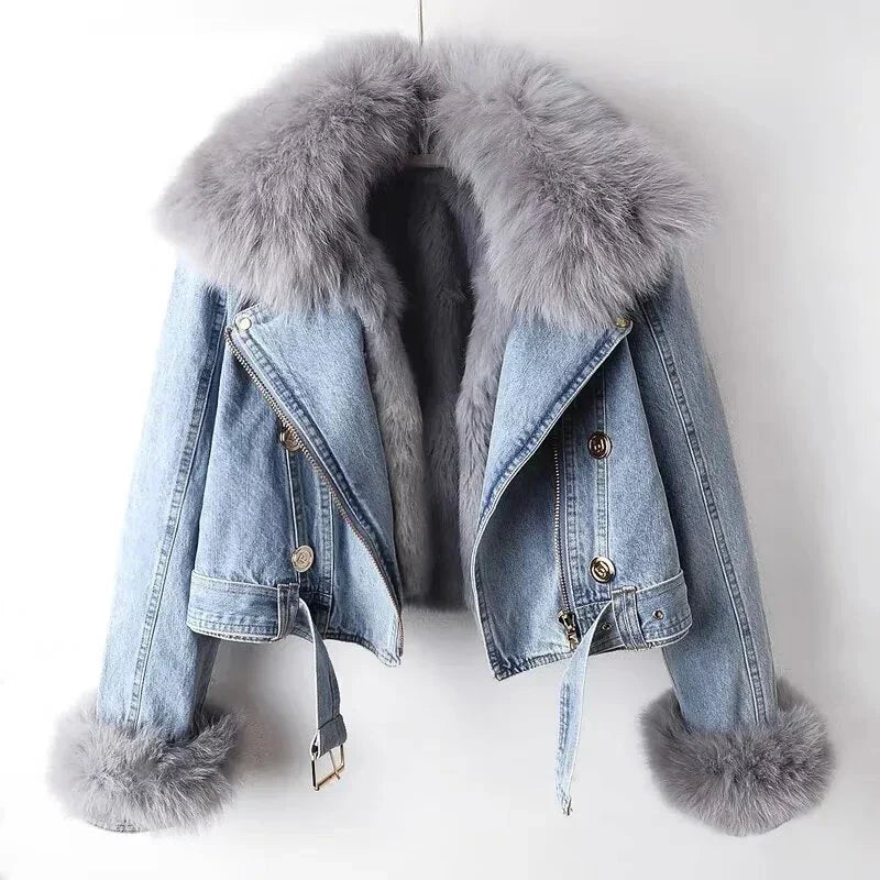 Giara - Jaqueta jeans com forro de pele