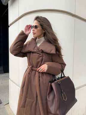 Donia - Abrigo longo de inverno com elegante gola larga