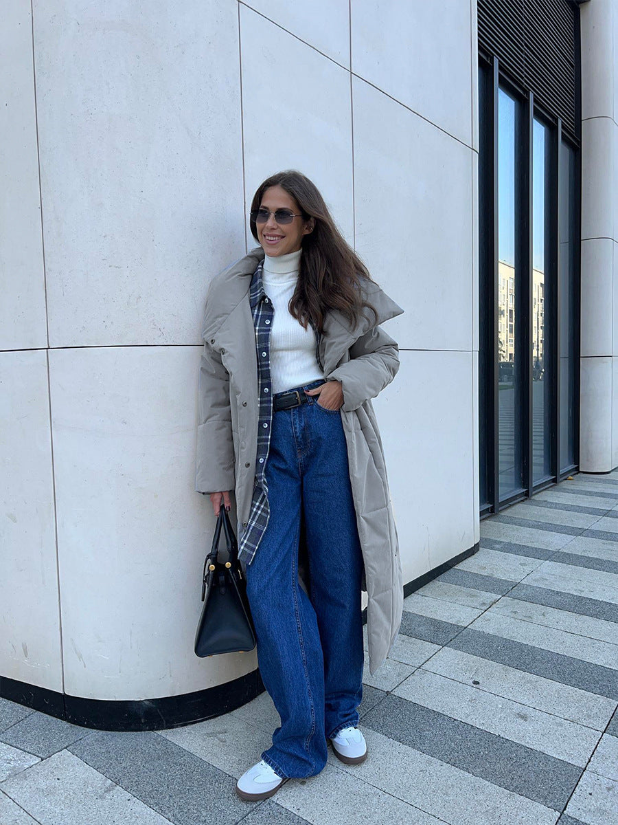 Donia - Abrigo longo de inverno com elegante gola larga