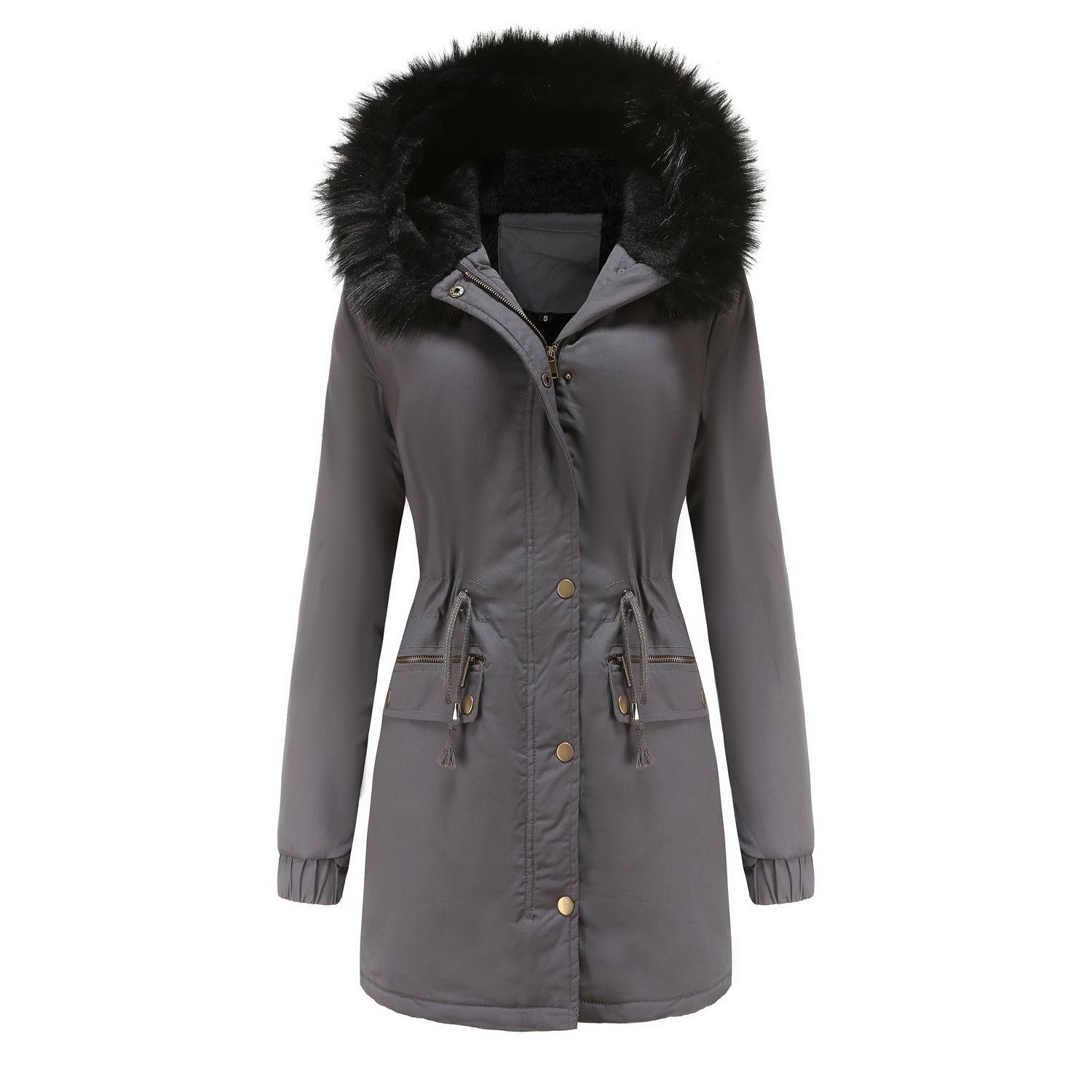 Sara - Parka feminina de comprimento médio com elegante gola de pele
