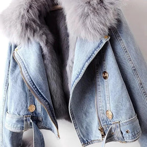 Giara - Jaqueta jeans com forro de pele