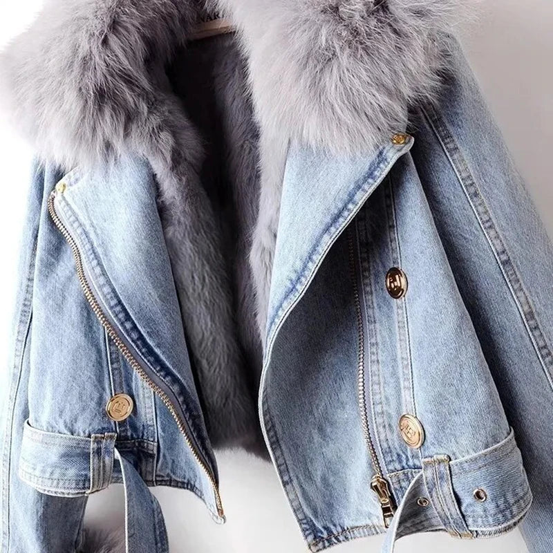 Giara - Jaqueta jeans com forro de pele