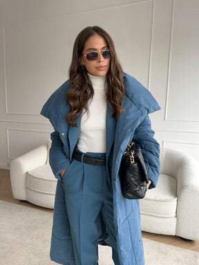Donia - Abrigo longo de inverno com elegante gola larga