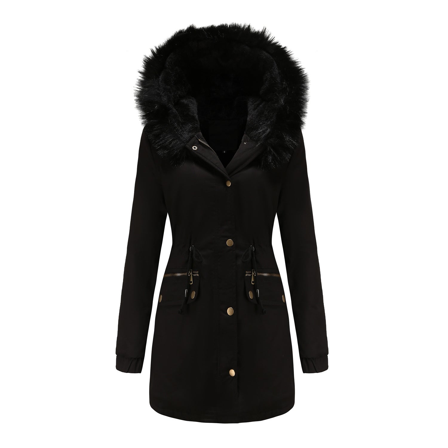 Sara - Parka feminina de comprimento médio com elegante gola de pele