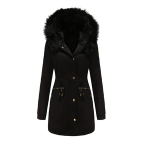 Sara - Parka feminina de comprimento médio com elegante gola de pele