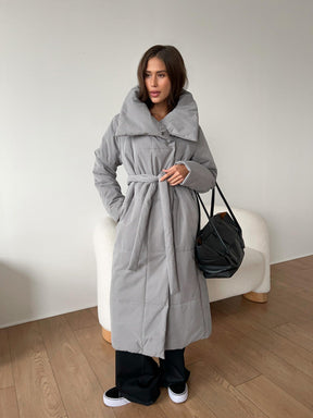 Donia - Abrigo longo de inverno com elegante gola larga