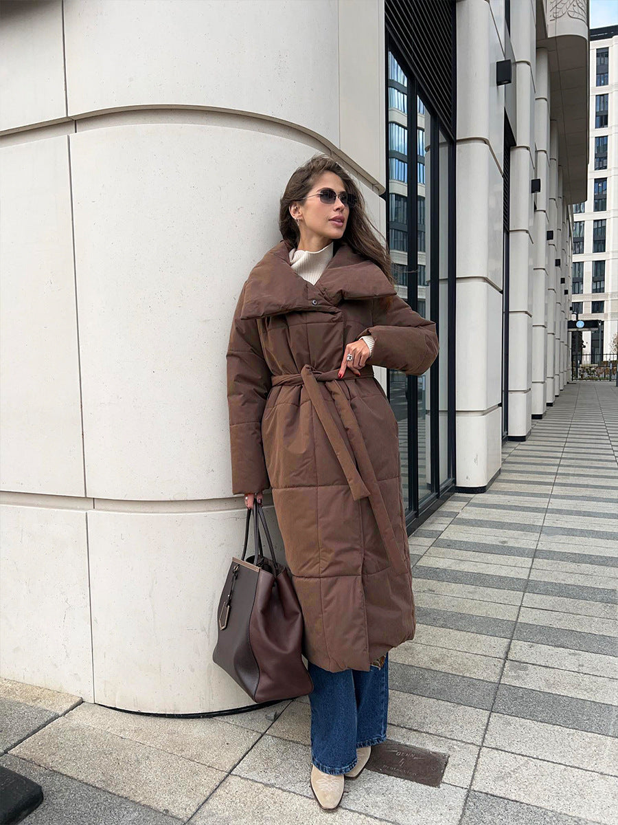 Donia - Abrigo longo de inverno com elegante gola larga