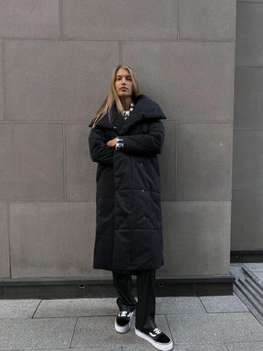 Donia - Abrigo longo de inverno com elegante gola larga