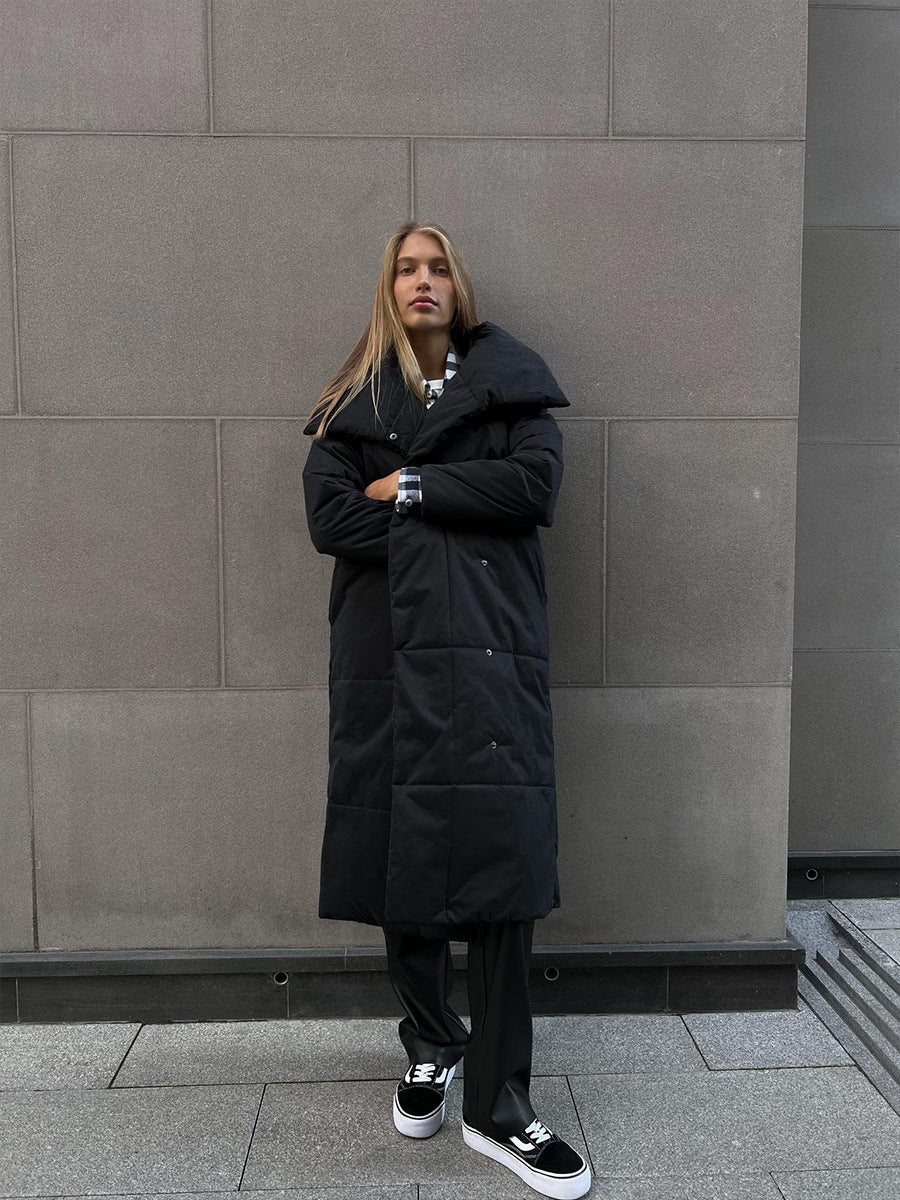 Donia - Abrigo longo de inverno com elegante gola larga