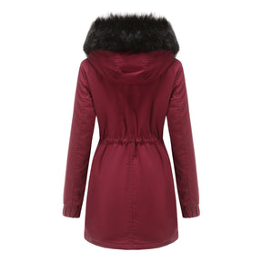 Sara - Parka feminina de comprimento médio com elegante gola de pele