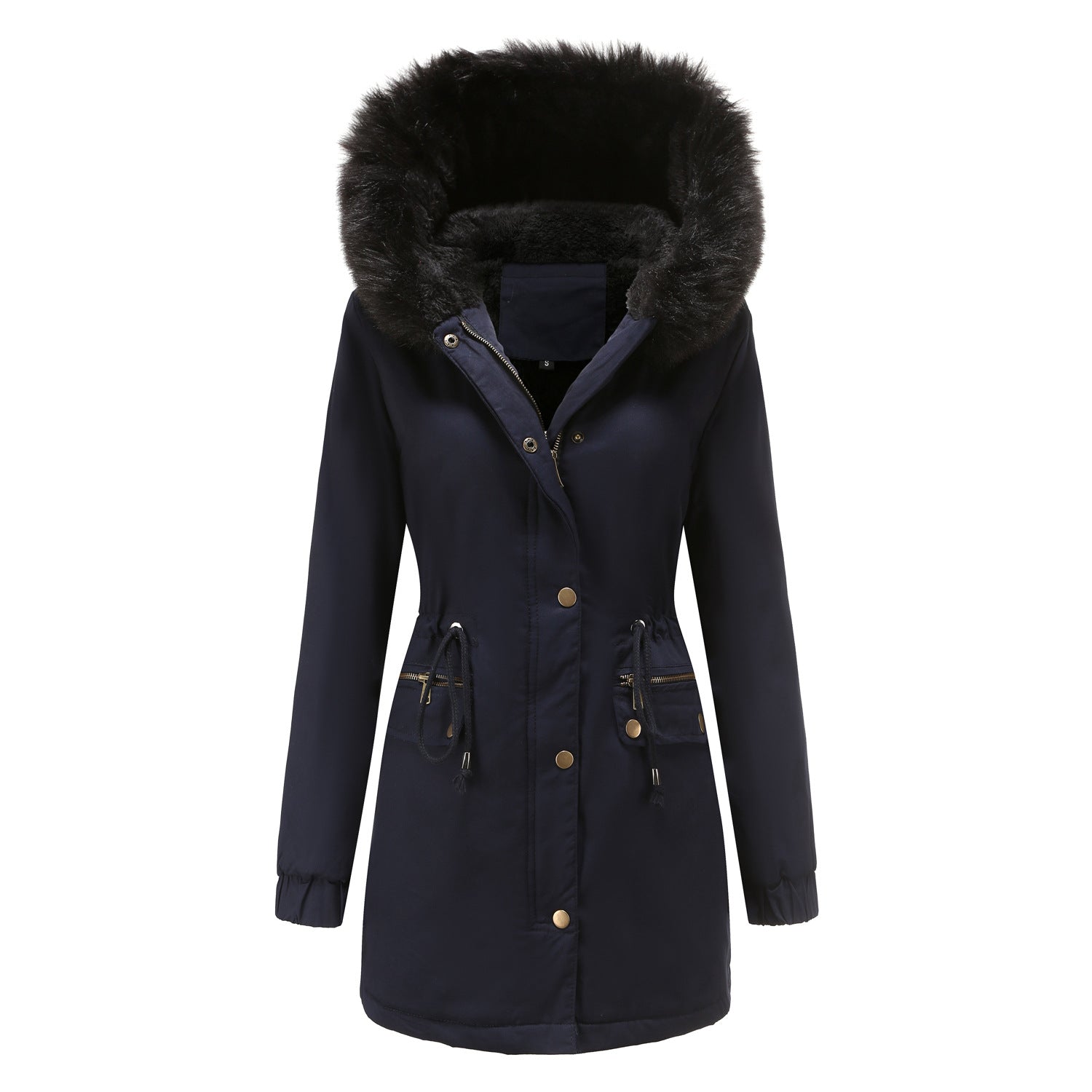 Sara - Parka feminina de comprimento médio com elegante gola de pele