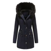 Sara - Parka feminina de comprimento médio com elegante gola de pele