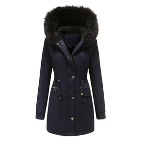 Sara - Parka feminina de comprimento médio com elegante gola de pele
