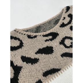 Leyna - Suéter de malha com estampa de leopardo