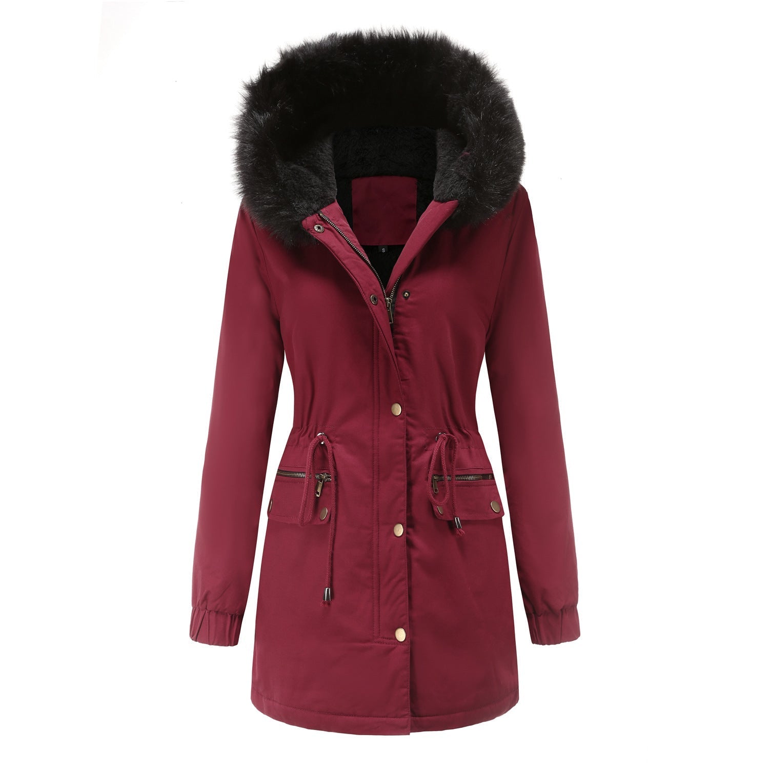 Sara - Parka feminina de comprimento médio com elegante gola de pele