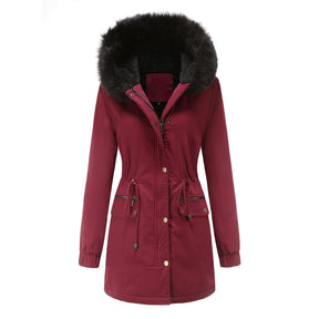 Sara - Parka feminina de comprimento médio com elegante gola de pele