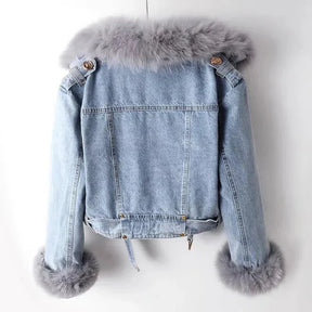 Giara - Jaqueta jeans com forro de pele