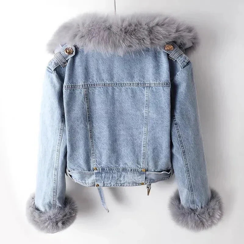 Giara - Jaqueta jeans com forro de pele