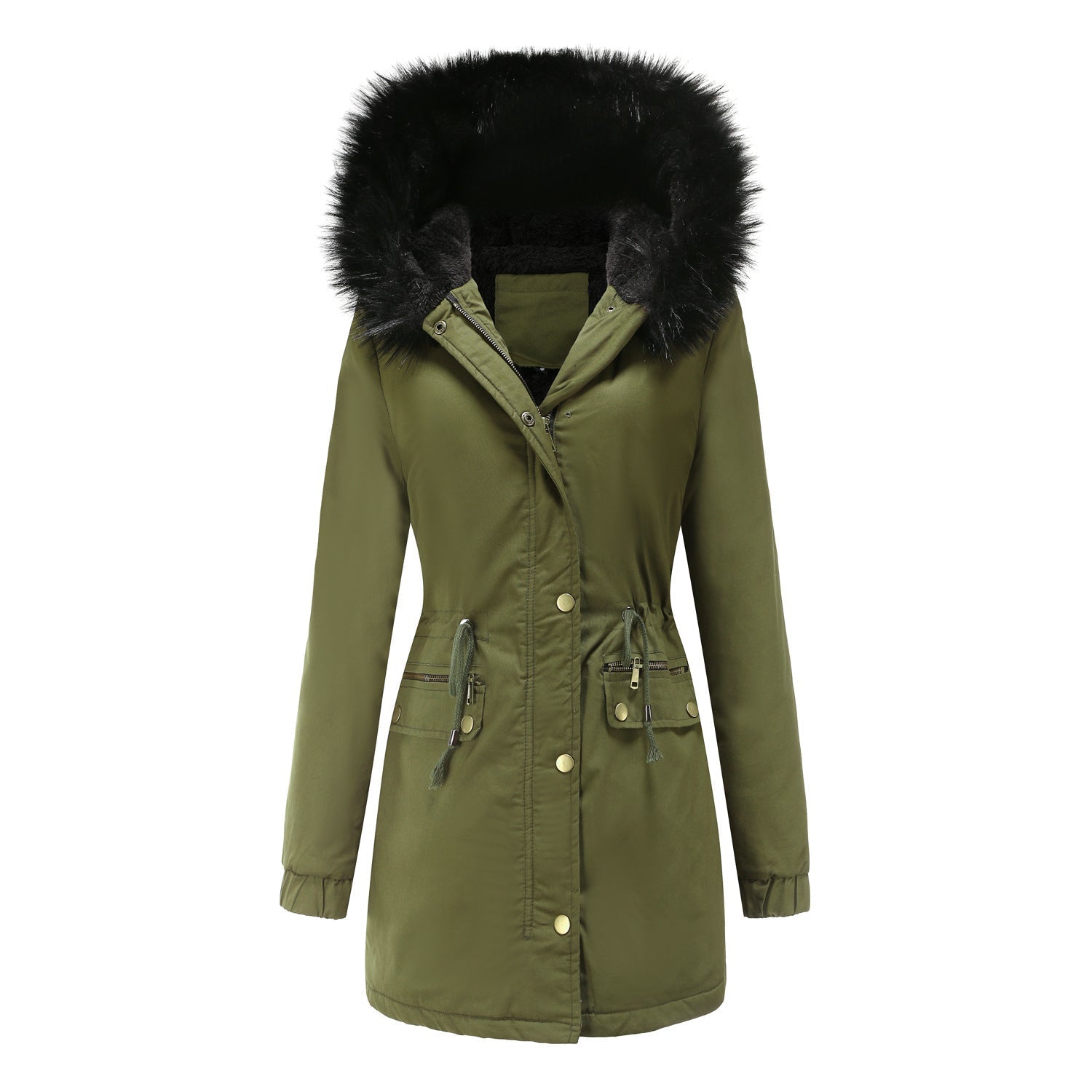 Sara - Parka feminina de comprimento médio com elegante gola de pele