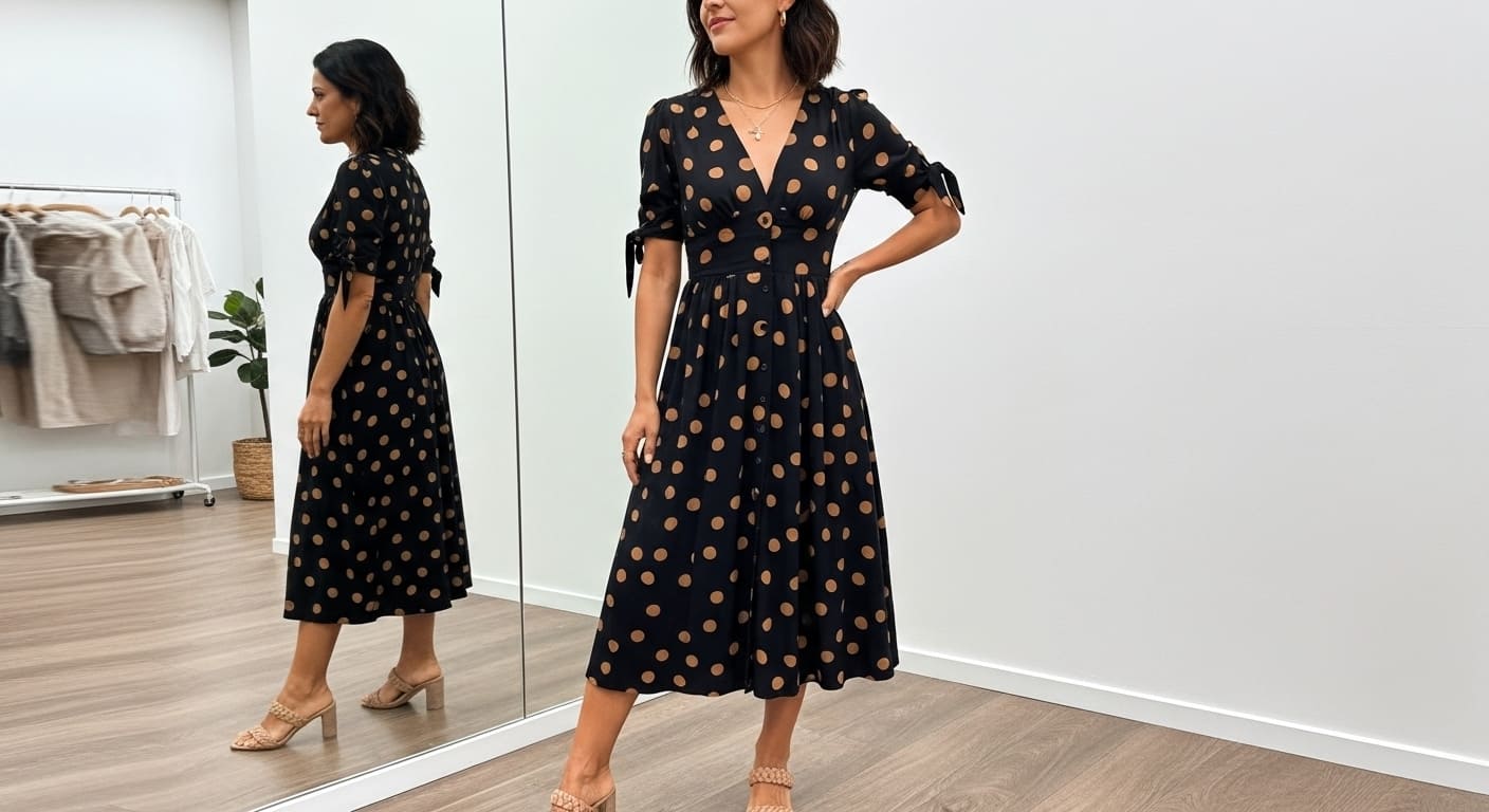 Vestido Midi Elegante com Estampa de Poás - Santorinni